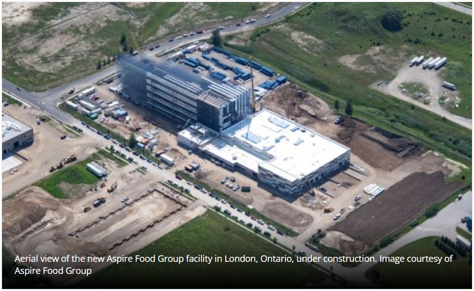 An aerial photo of Aspire Food Group's new processing facility.