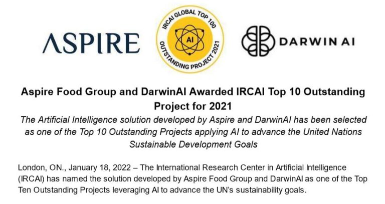 Aspire Food Group and DarwinAI Awarded IRCAI Top 10 Outstanding Project ...
